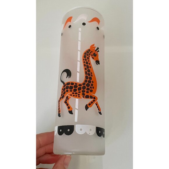Libby CAROUSEL Glasses, (2) Merry-go-round Frosted Glasses with Giraffe,  Zebra - Picture 7 of 9